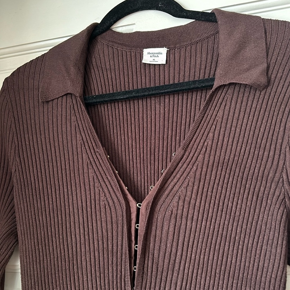 Abercrombie & Fitch NWOT Espresso Brown Ribbed Dress with Slit